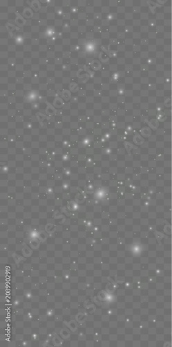 Magical silver stardust and sparkling glitter confetti on transparent background, luxury light effect with warm bokeh and glowing rays, elegant celebration illustration vector and png.