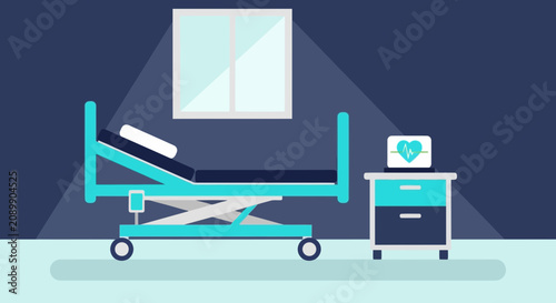 Hospital Room Scene: Modern Medical Environment with a Focused Patient Care Concept