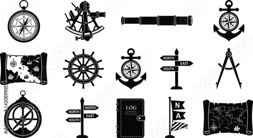 Foto Vintage horse drawn carriage silhouettes, antique stagecoach and wagon collectio