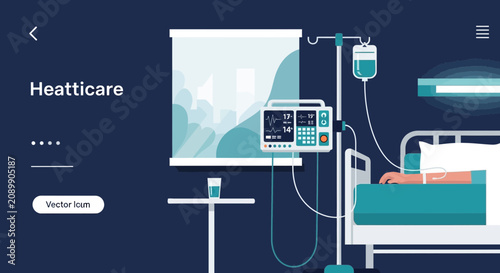 Hospital Room Scene Displaying Modern Healthcare Technology Monitoring Patient's Condition