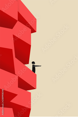 businessman on the top of balcon observing the future. Symbol of future, strategy, planning, opportunity