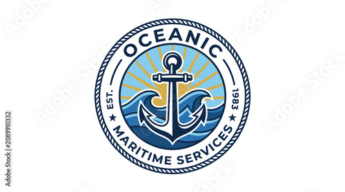 Canvas-taulu Oceanic Maritime Services logo with anchor.