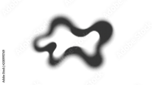 Black halftone liquid abstract shape isolated on transparent background design element for creative graphic projects poster art.