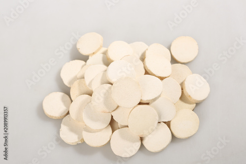 Dried Chinese Yam Slices Traditional Asian Medicine Ingredient Studio Shot on White Background