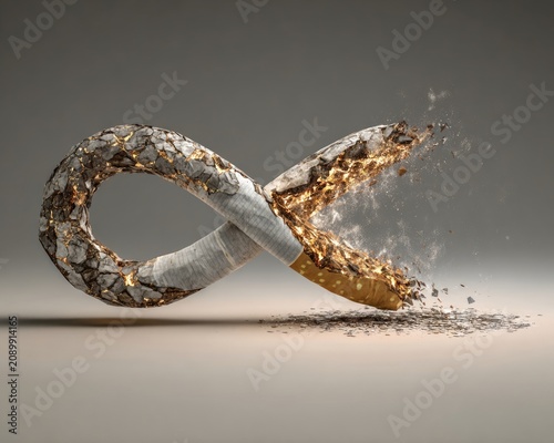 Cigarette bent into broken infinity symbol, ending addiction theme