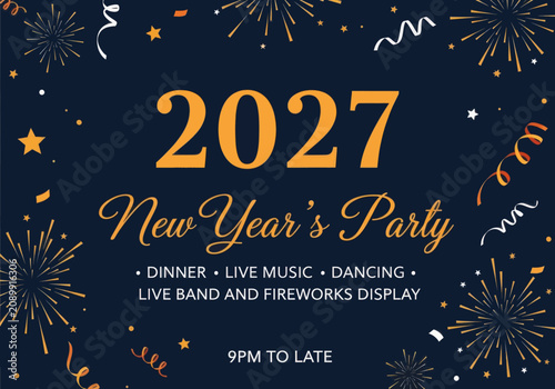 New years eve 2027 party invitation poster
