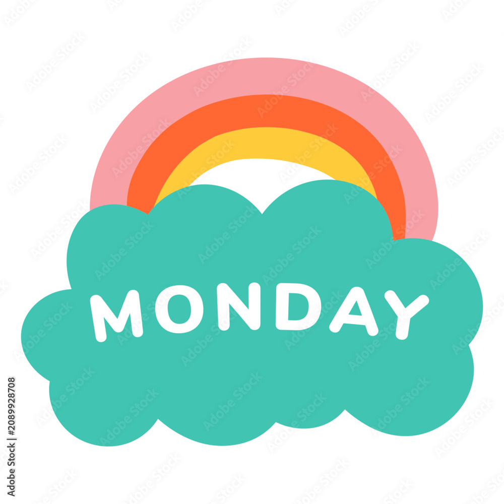 Obraz premium Monday rainbow label