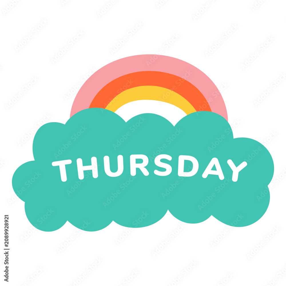 Obraz premium Thursday rainbow label