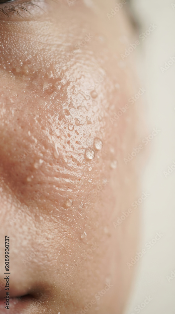 Fototapeta premium Macro Close-up of Hydrated Skin Pores and Moisture