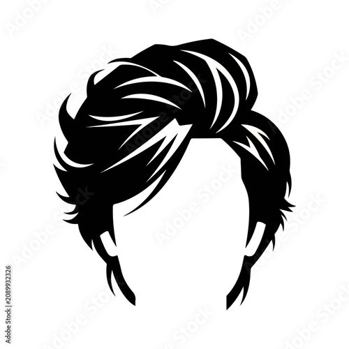 Stylish Modern Men Hairstyle Vector Silhouette