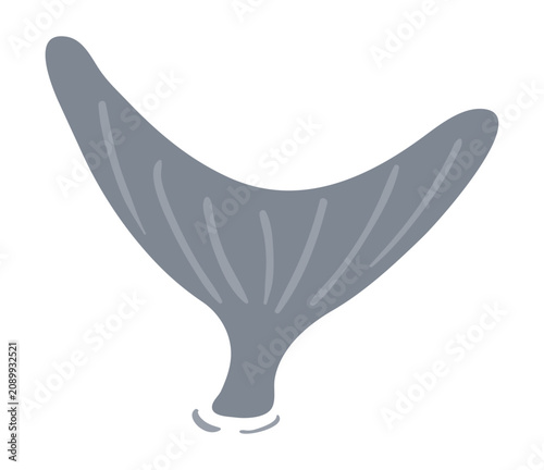 Cute shark tail above water illustration isolated. Wild animal, marine, aquat...
