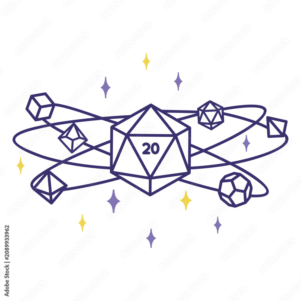 Fototapeta premium Astral rpg dice stroke