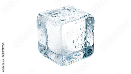 Fotografie Clean empty clear crystal ice cube block isolated on transparent background