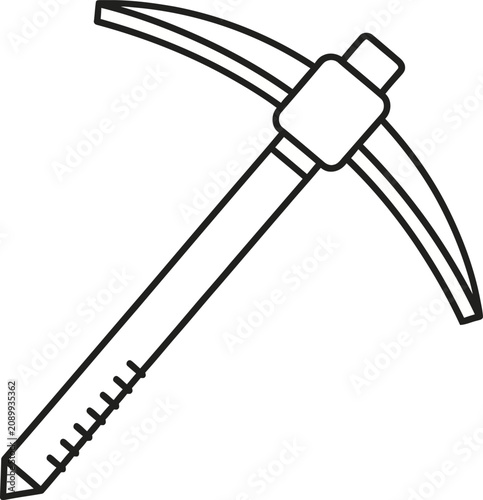 Simple black outline illustration of a mining pickaxe tool for digging and construction work