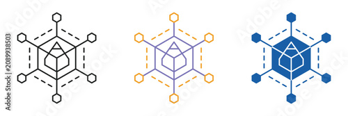 Portfolio Diversification Network Icon Set Outline Two-Tone Glyph