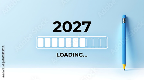2027 Loading Progress Bar with Blue Pencil for Future Planning