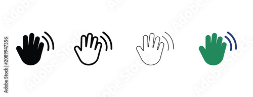 Hand icons with sound waves coming out  various styles and colors  graphic resources