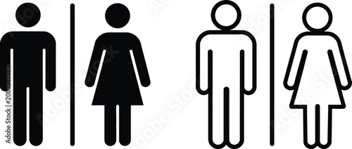 Canvastavla Eight identical black restroom door sign arranged in a grid showing a male and f