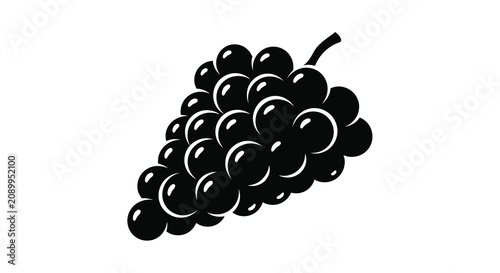 Foto A cluster of grapes depicted as a solid black silhouette against a white backgro