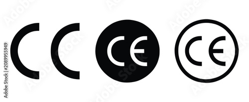 Schilderij op canvas CE, Set Icons Featuring Line and Solid Style Certification Symbols for Product Compliance, European Standards, Safety Marking, Quality Assurance, and Professional Vector Design Concepts