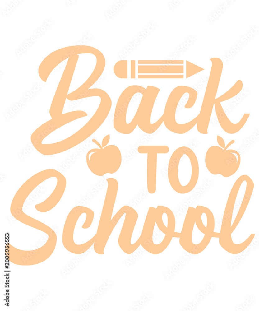 Fototapeta premium Back To School typography clip art design on plain white transparent isolated background for card, shirt, hoodie, sweatshirt, apparel, tag, mug, icon, poster or badge