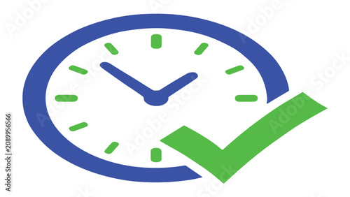 Foto On time delivery service logo or punctual business schedule icon isolated on whi