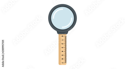 Magnifying glass with integrated metric ruler for precise measurement and observation
