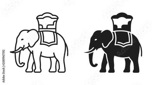 Cuadro en lienzo Indian Elephant Icon Set