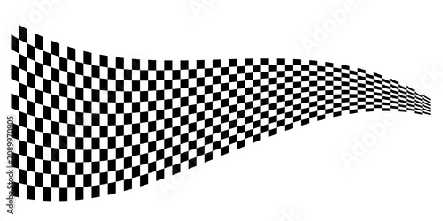 Tableau sur toile Tapering black and white checkered racing flag isolated on a plain white backgro