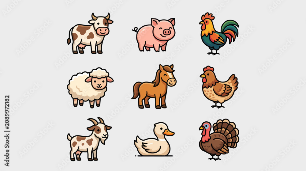 Fototapeta premium Farm animal icons set