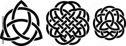 Bild auf Leinwand Celtic knot designs in black and white vector illustration silhouette