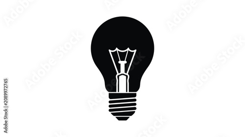 Foto Light Bulb Silhouette On White Background Minimalist Graphic Design