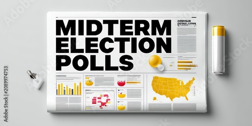 Newspaper Displaying Midterm Election Polls and Political Analysis
