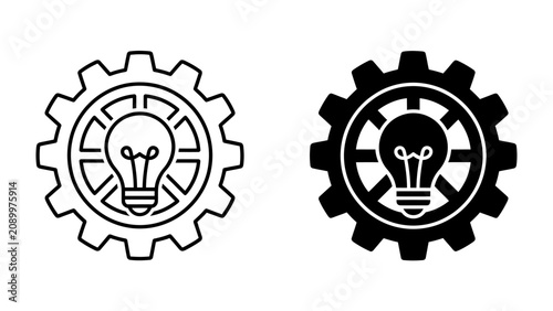 Canvastavla Gear and Lightbulb Concept: A graphic representation of innovation and industry, featuring a gear encompassing a bright lightbulb, symbolizing a powerful idea or a new solution