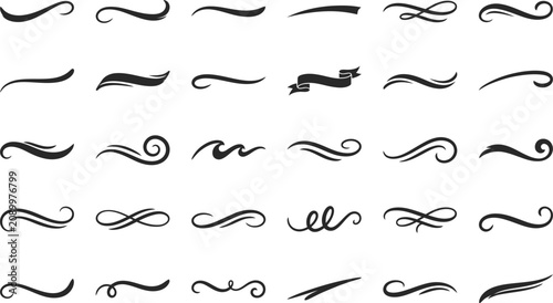Tableau sur toile Collection of various swirl and curl shapes