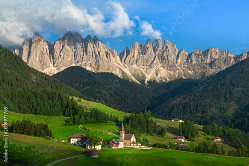 Bild auf Leinwand Santa maddalena village with dolomites mountains in val di funes
