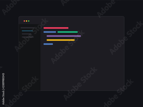 Tableau sur toile Abstract source code editor window illustration with colorful syntax highlighting lines