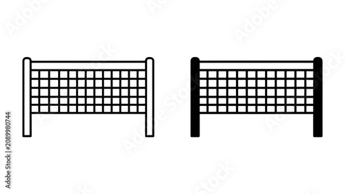 Obraz na płótnie Net and Post Icons: Simple line art and solid black icons depicting a net and posts, suitable for representing sports, games, or boundaries
