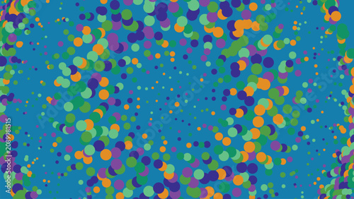 Картината върху платно Abstract background design featuring numerous scattered colorful circles in various sizes over deep blue surface creating playful dot pattern
