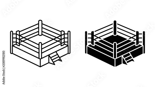 Obraz na plátně Boxing Ring Icon: A minimalist representation of a boxing ring in both outline a