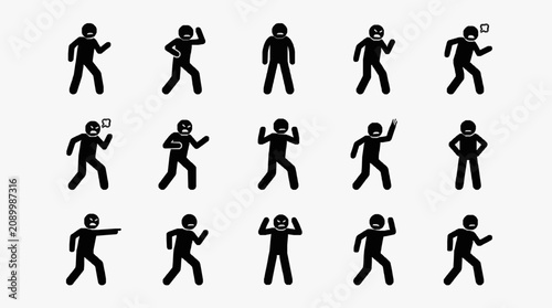 Tableau sur toile Character Gestures and Movement Silhouettes.