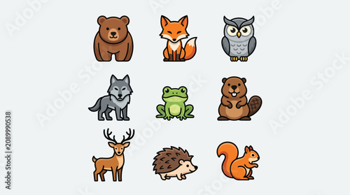 Forest animal icons collection