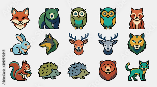 Forest animal icons collection