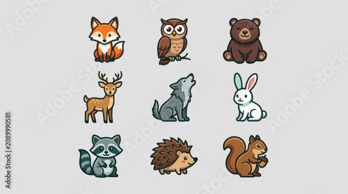 Forest animals cute cartoon collection