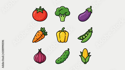Fresh vegetable icons collection
