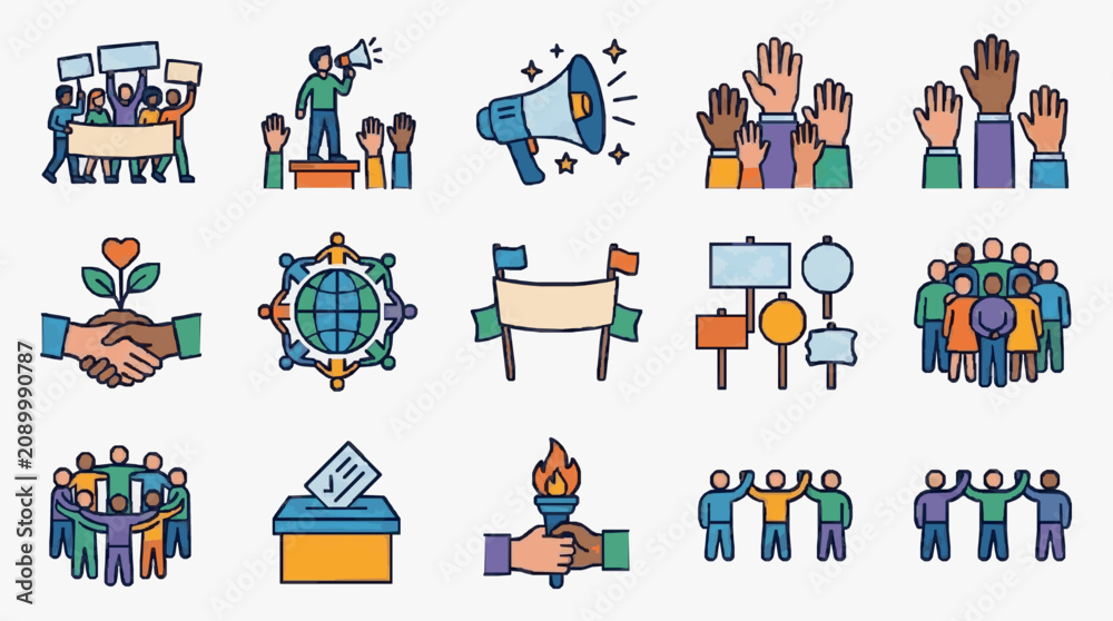 Fototapeta premium Collective Civic Engagement Icons.