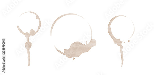 Obraz na plátně Detailed coffee ring stains with vertical drips for creative grunge compositions