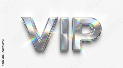 Shiny silver VIP letters, holographic effect