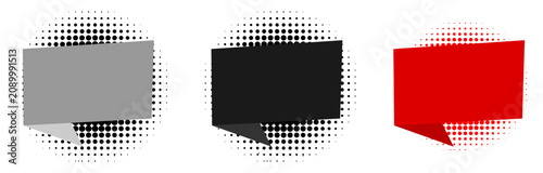 Abstract Speech Bubble Banner Templates with Halftone Dots on White Background
