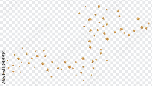 Golden star confetti pattern on transparent background